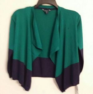 NAUTICA GIRL'S GREEN & NAVY FLYAWAY CARDIGAN